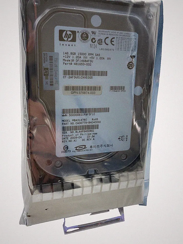 146.8 GB SAS HP DF146BAFDU Internal 15000 RPM 8MB HDD 3.5" Hard Drive New