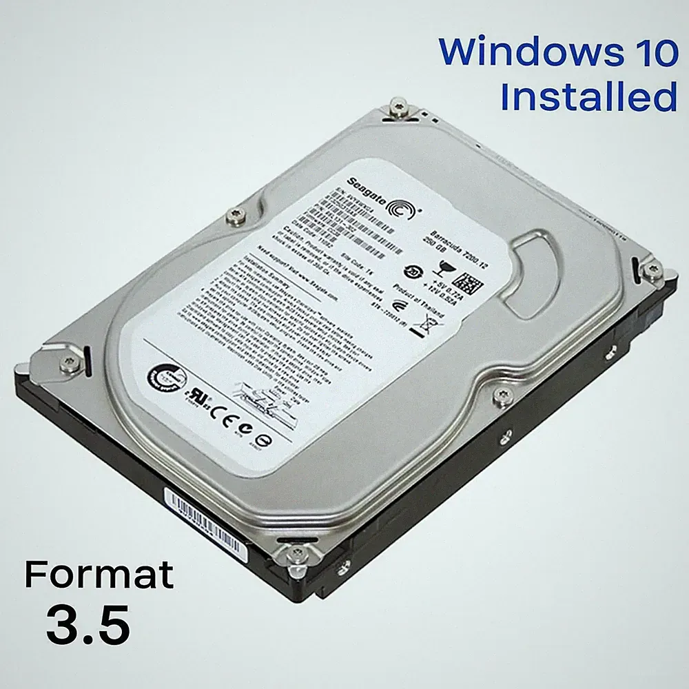 HDD 3.5" 2TB SATA II Internal Hard Drive With Windows 10 Pro Legacy Installed