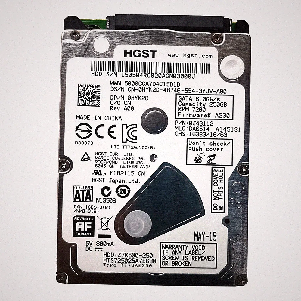 HGST 250GB HDD HTS725025A7E630 SATA 2.5" Laptop Internal HDD Hard Drive