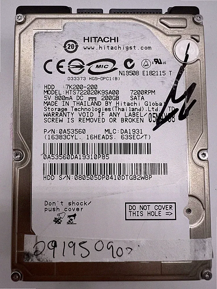 Hitachi HTS722020K9SA00 200GB 2.5" SATA HDD 7200RPM Laptop Hard Drive Tested