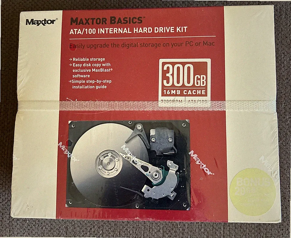 Maxtor Basics ATA/100 Internal Hard Drive Kit 300GB 16MB Cache 7200RPM SEALED!