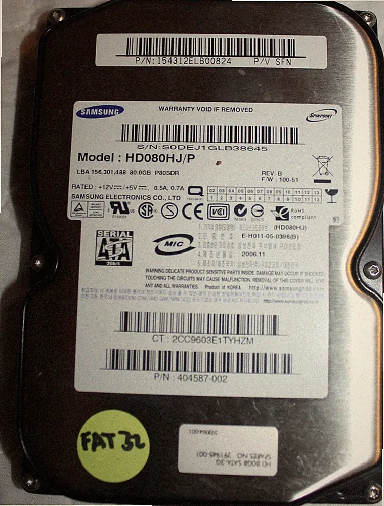 Samsung Dell HD080HJ/P 80GB SATA Internal Hard Drive FAT32/NTFS Formatted