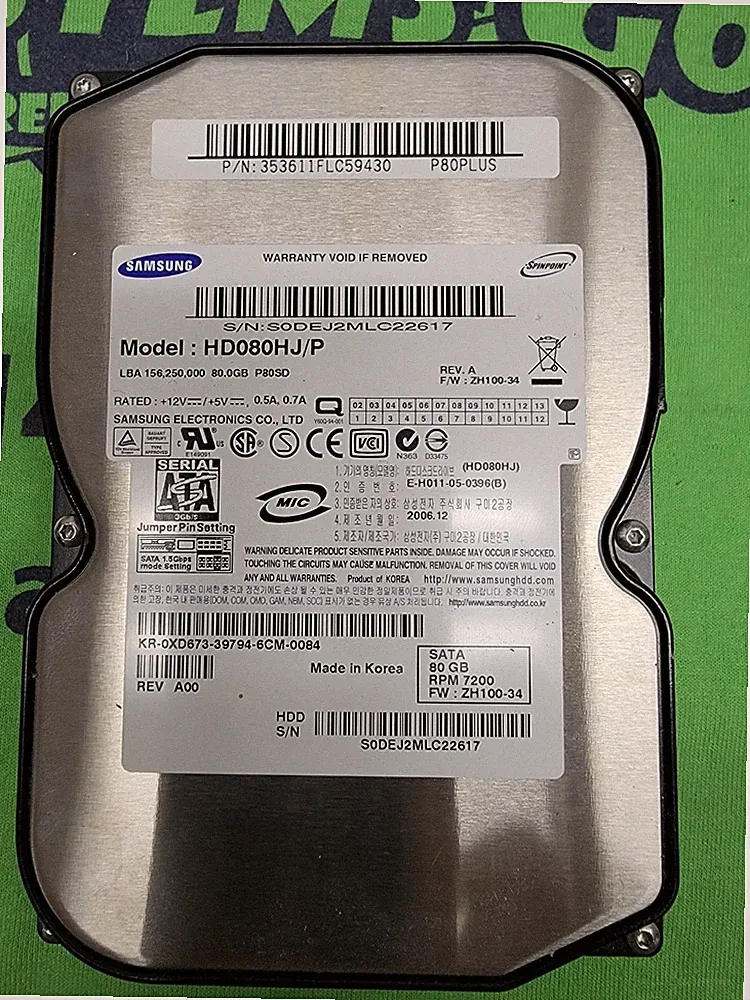 Samsung HD080HJ/P 80GB,Internal,7200RPM,3.5" HARD DRIVE HDD