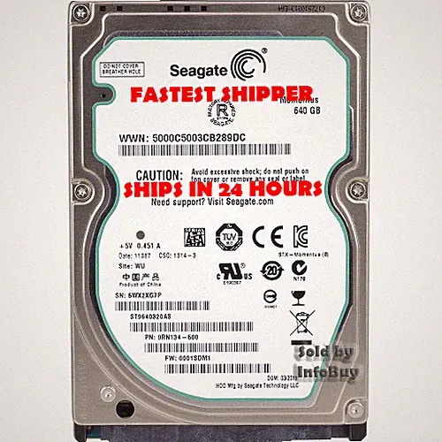 Seagate Momentus 2.5" FOR LAPTOPS-THIN--640GB SATA 5400RPM-SHIPS IN 24 hours