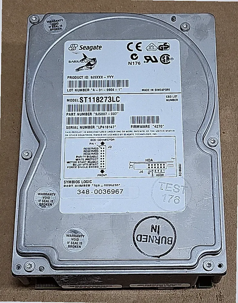 SEAGATE ST118273LC 18GB ULTRA 2 WIDE SCSI HARD DRIVE - 7,200 RPM