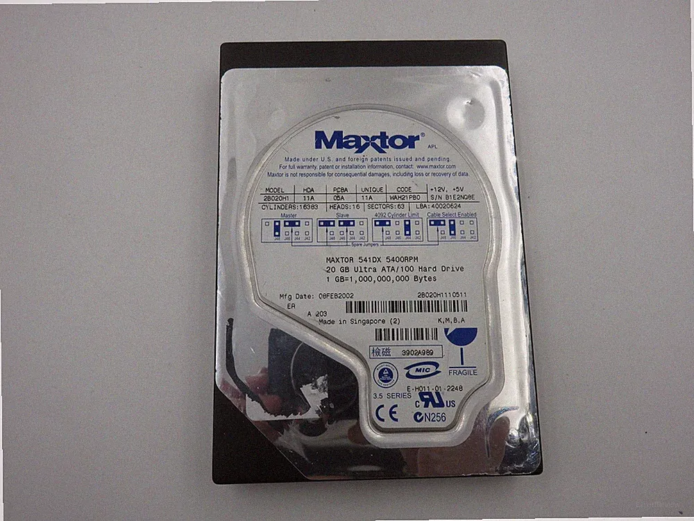 Vintage Maxtor 541DX 20GB 5400RPM Ultra ATA/100 3.5in IDE Internal Hard Drive