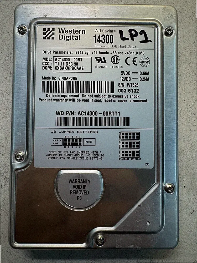 WD AC14300-00RTT1 AC14300-00RT 4.3GB 5.4K RPM IDE Ultra ATA/66 (ATA-5) 3.5" HDD