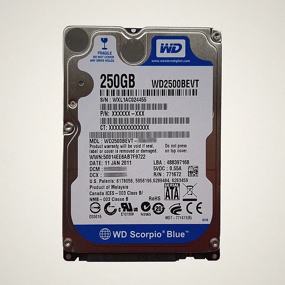 Western Digital 250GB WD2500BEVT 5400RPM SAT 2.5" Laptop Internal Hard Drive