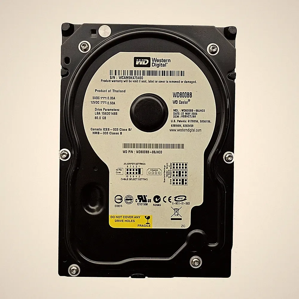 Western Digital 80GB WD800BB 7200RPM PATA IDE 3.5" Internal HDD Hard Disk Drive
