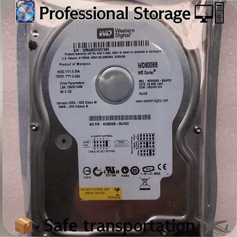 Western Digital 80GB WD800BB PATA 7200RPM IDE 3.5" Internal HDD Hard Disk Drive