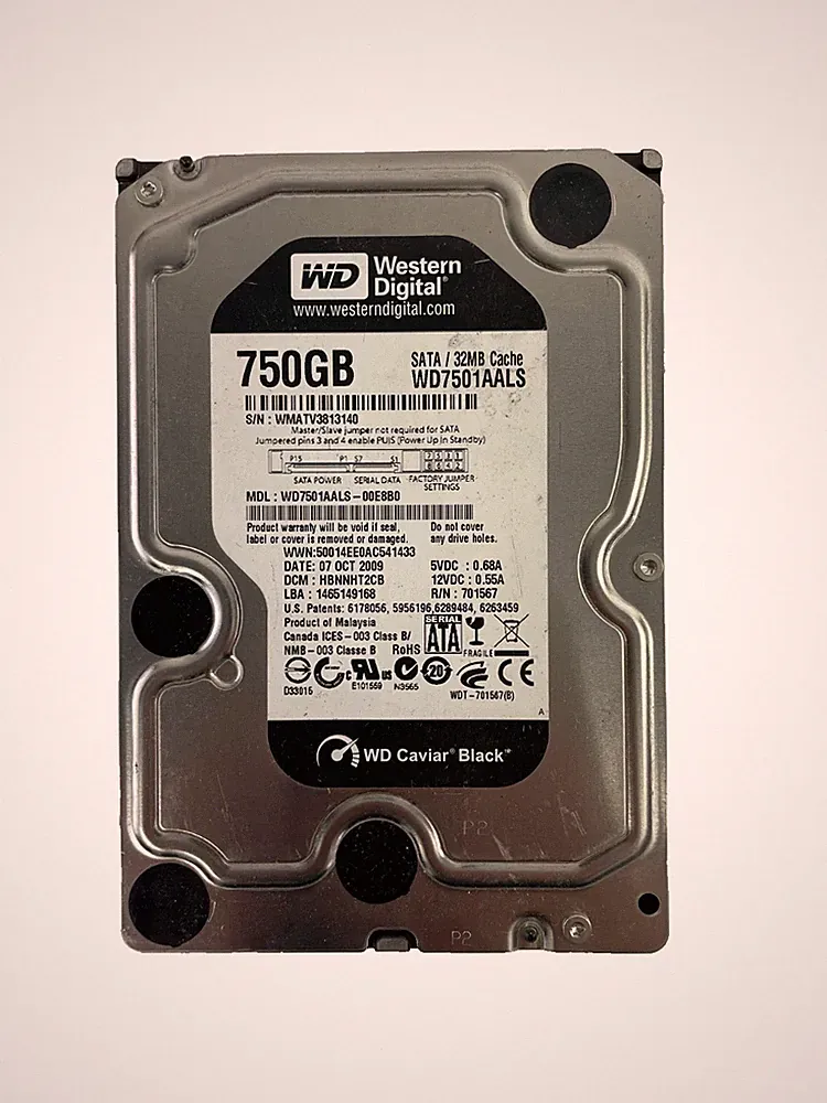 Western Digital Model WD7501AALS - 00E8B0 750GB Internal Hard Drive Cache 32MB