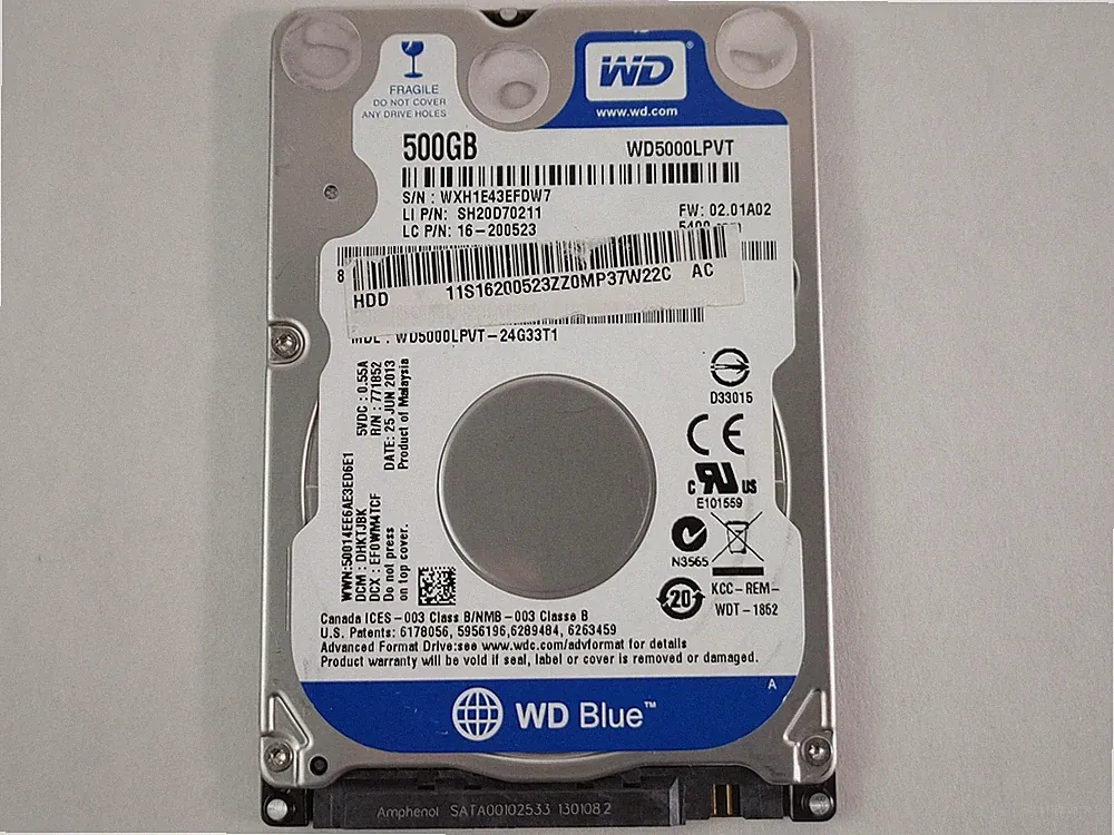 Western Digital WD Blue WD5000LPVT 500GB 2.5" SATA II Laptop Hard Drive