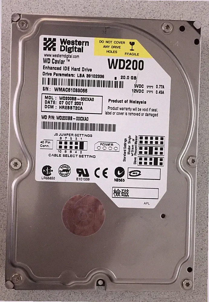 Western Digital WD200BB HDD 20 GB 3.5" IDE/ATA/ATAPI