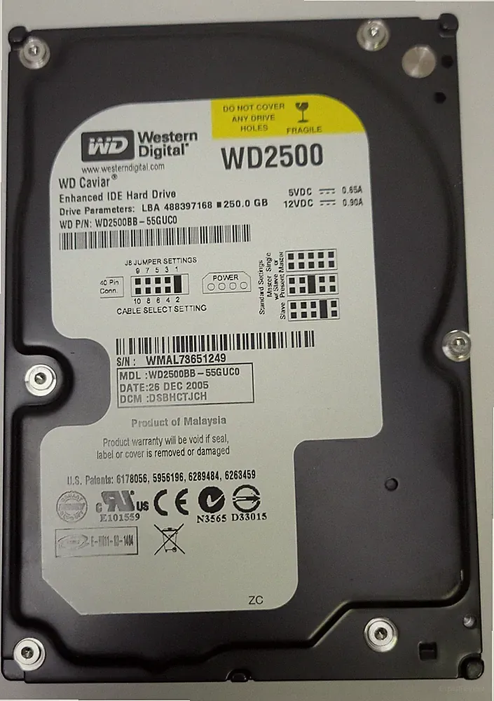 Western Digital WD2500BB-55GUC0 HDD, 250 GB , IDE/ATA/ATAPI-6 - Tested w/pics