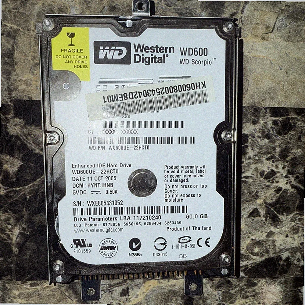 Western Digital WD600 WD600UE-00HTC0 60GB Scorpio Internal Hard Drive HDD 2005